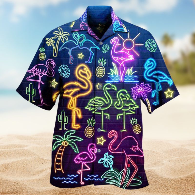 Flamingo Stand Tall Dream Hawaiian Shirt For Summer Vacation, Beach Travel, And Casual Wear