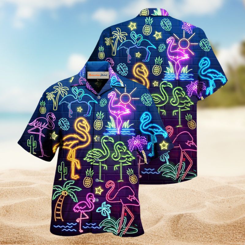 Flamingo Stand Tall Dream Hawaiian Shirt For Summer Vacation, Beach Travel, And Casual Wear