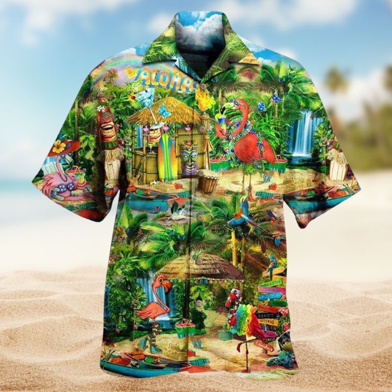 Island Flamingo Stay Aloha Hawaiian Shirt For Nature Fans, Resort Trips, And Comfortable Warm Weather Wear