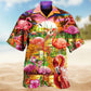 Flamingo Sunset Romance Hawaiian Shirt For Summer Vacation, Beach Travel, And Casual Wear