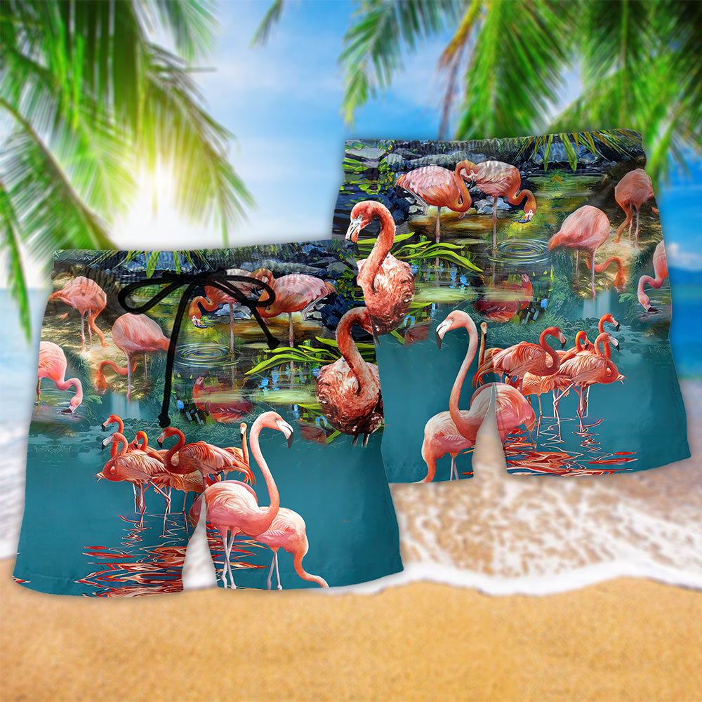 Flamazing Flamingo Cute Beach Shorts Pattern Detail For Cruise Vacations And Warm Weather Wardrobe
