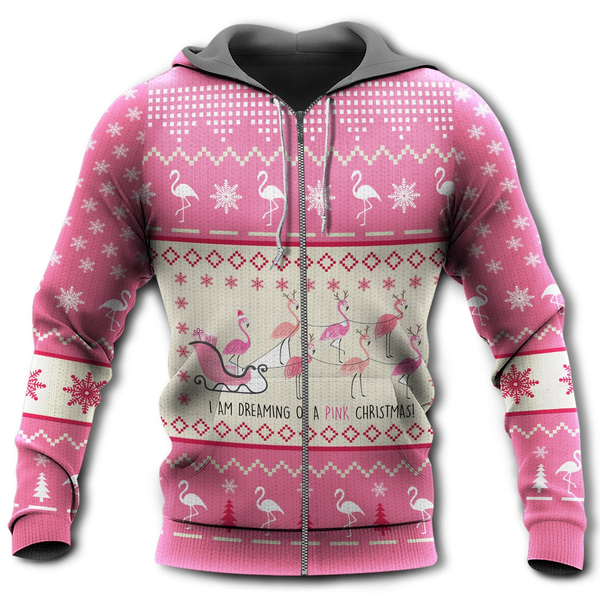 Pink Flamingo Christmas Hoodie For Holiday Parties Weekend Outings And Cheerful Gift Giving