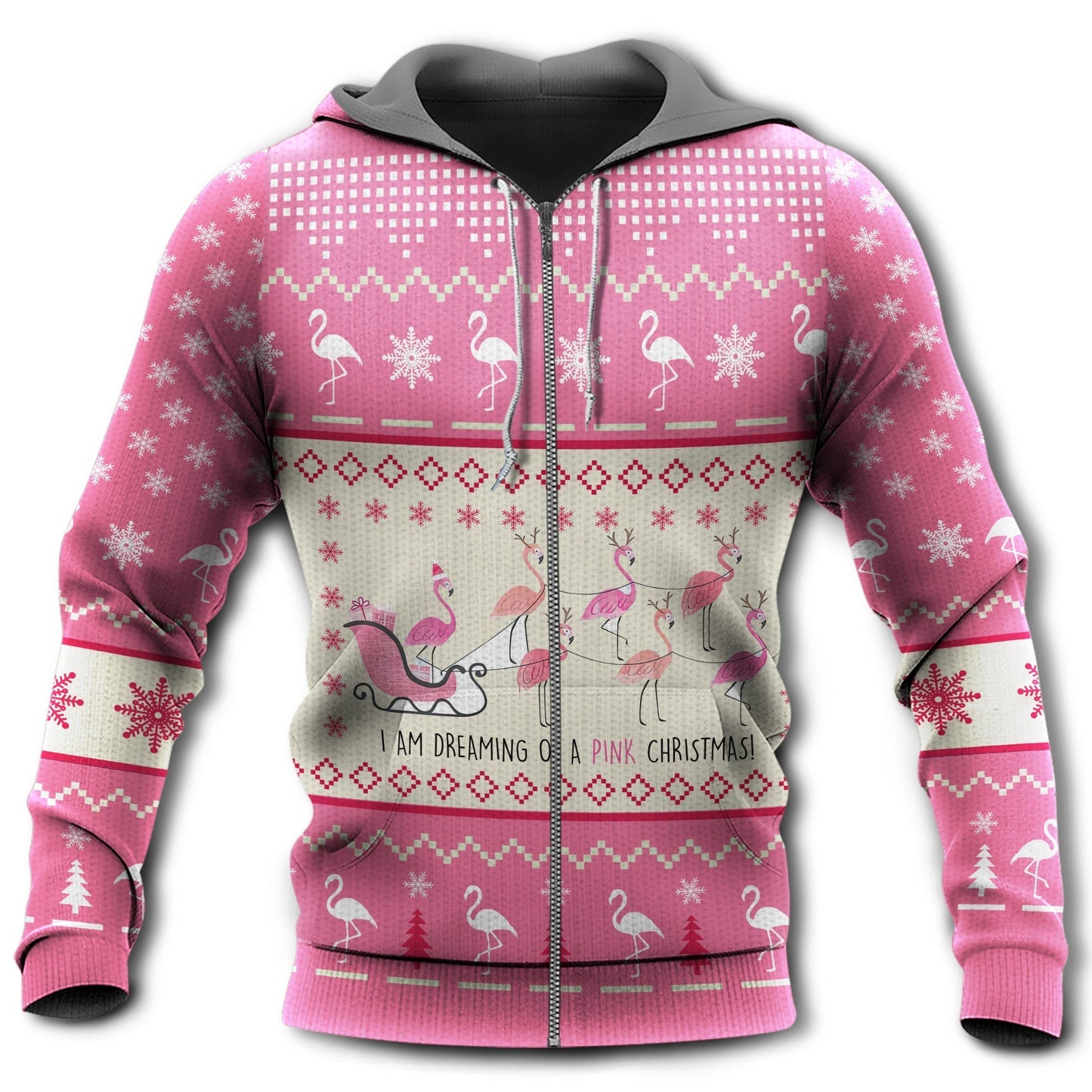 Pink Flamingo Christmas Hoodie For Holiday Parties Weekend Outings And Cheerful Gift Giving