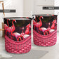 Small Size Flamingo Rattan Texture Style Laundry Basket For Room Home Organizer