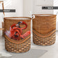 Flamingo Rattan Texture Beautiful Style Laundry Basket For Room Home Organizer
