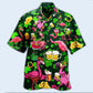 Vintage Irish Flamingo Beer Party Hawaiian Shirt Pattern View For Lightweight Everyday Style