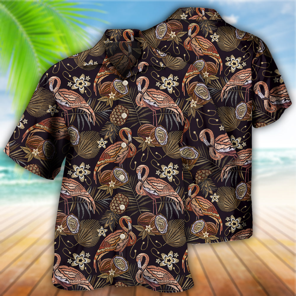 Vintage Classic Flamingo Pineapple Hawaiian Shirt For Poolside Relaxation And Sunny Getaways