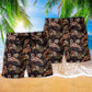 Vintage Flamingo Pineapple Beach Shorts Pattern Detail For Coastal Leisure And Warm Weather Wardrobe