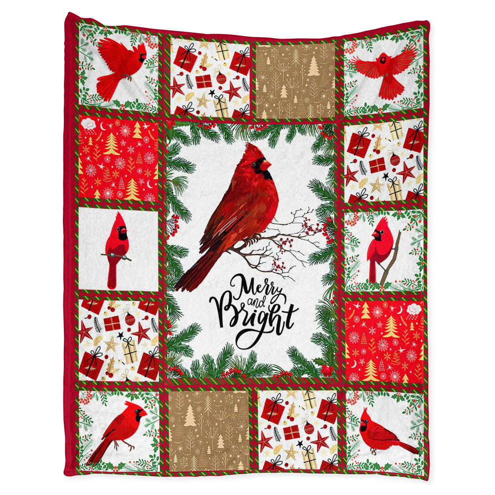 Cardinal Merry And Bright Christmas Vibes Flannel Blanket For Cozy Bedroom Sofa Decor
