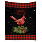 Cardinal Tartan Christmas Merry And Bright Flannel Blanket For Cozy Bedroom Sofa Decor