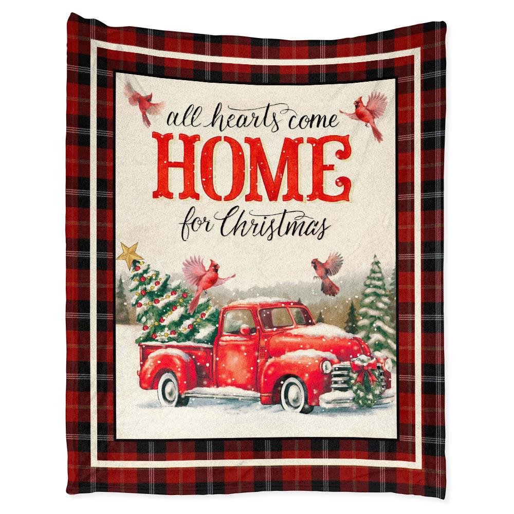 Cardinal Christmas All Heart Come Home For Christmas Flannel Blanket For Cozy Bedroom Sofa Decor