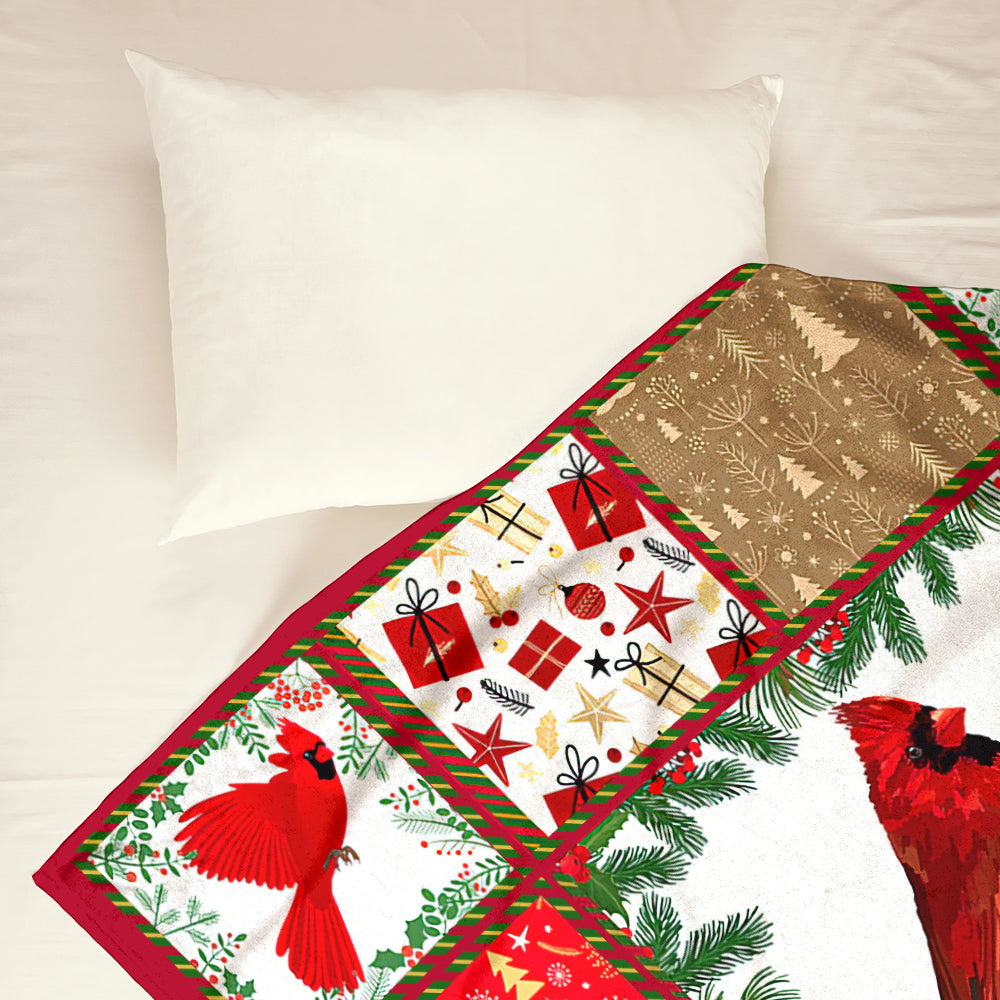 Cardinal Merry And Bright Christmas Vibes Flannel Blanket For Cozy Bedroom Sofa Decor