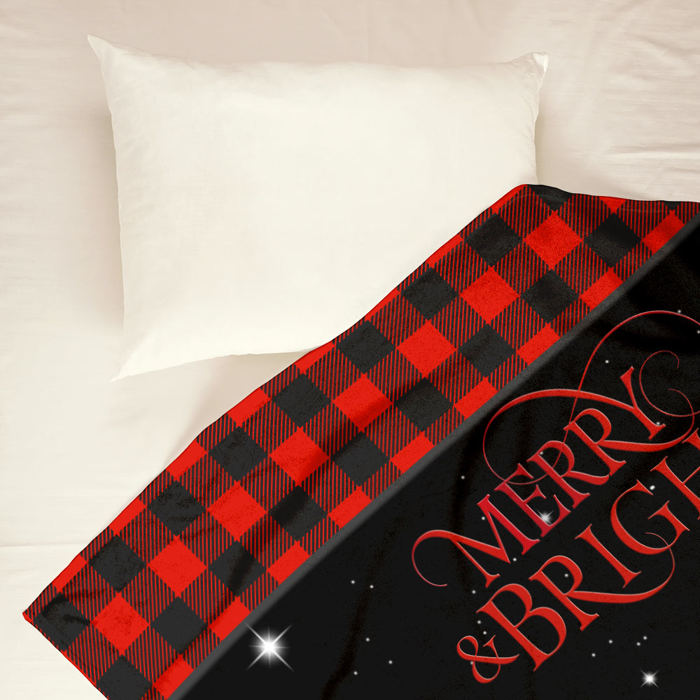 Cardinal Tartan Christmas Merry And Bright Flannel Blanket For Cozy Bedroom Sofa Decor