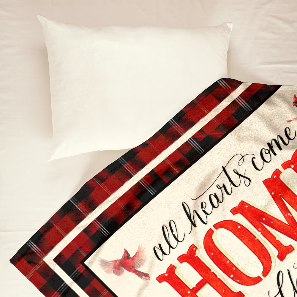 Cardinal Christmas All Heart Come Home For Christmas Flannel Blanket For Cozy Bedroom Sofa Decor