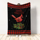 Cardinal Tartan Christmas Merry And Bright Flannel Blanket For Cozy Bedroom Sofa Decor