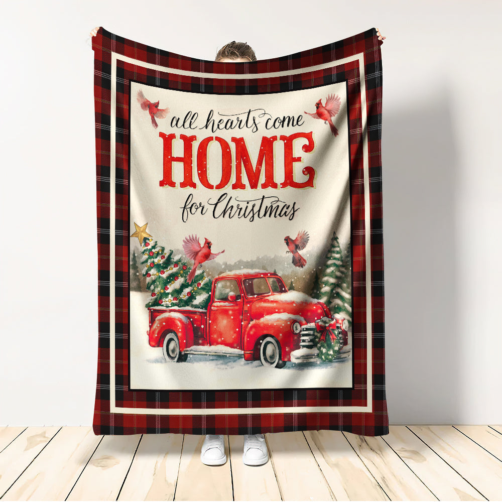 Cardinal Christmas All Heart Come Home For Christmas Flannel Blanket For Cozy Bedroom Sofa Decor