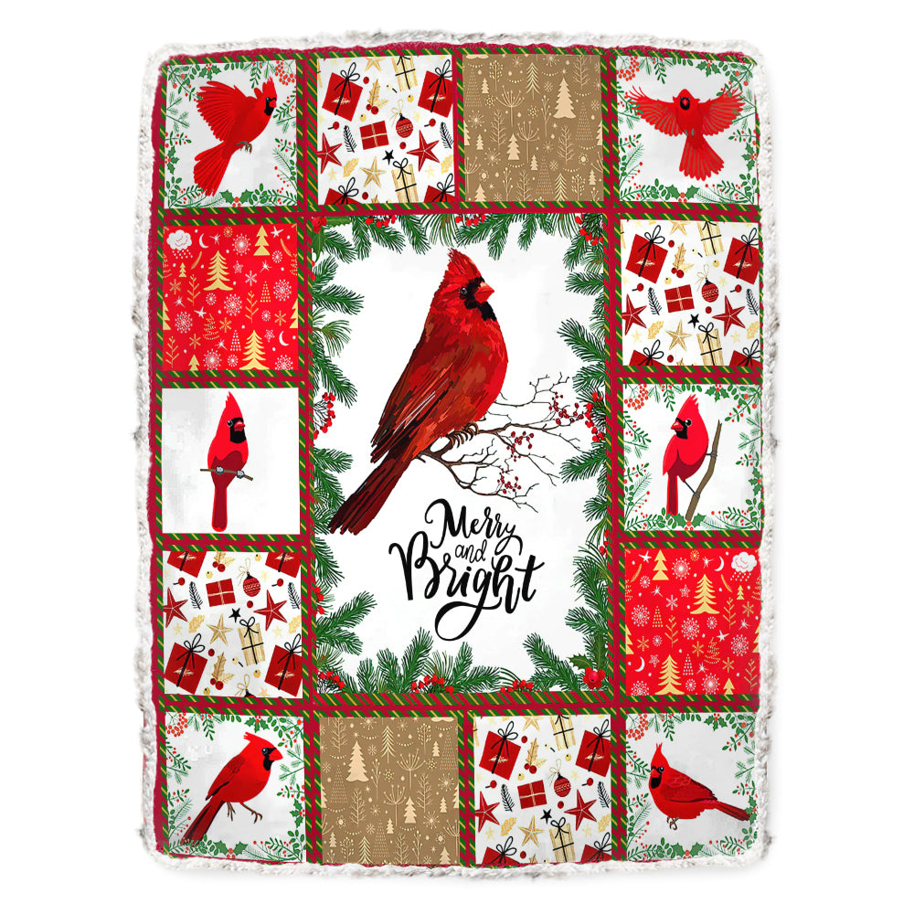 Cardinal Merry And Bright Christmas Vibes Flannel Blanket For Cozy Bedroom Sofa Decor