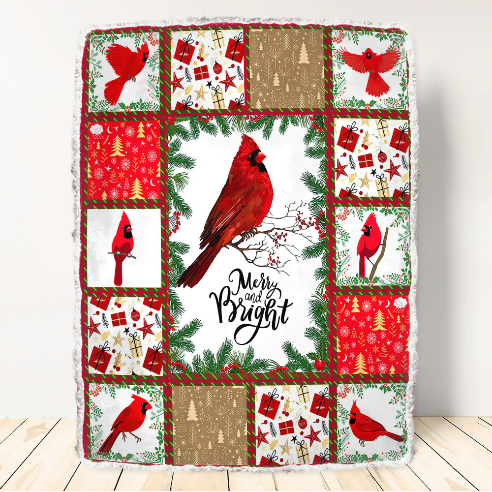 Cardinal Merry And Bright Christmas Vibes Flannel Blanket For Cozy Bedroom Sofa Decor