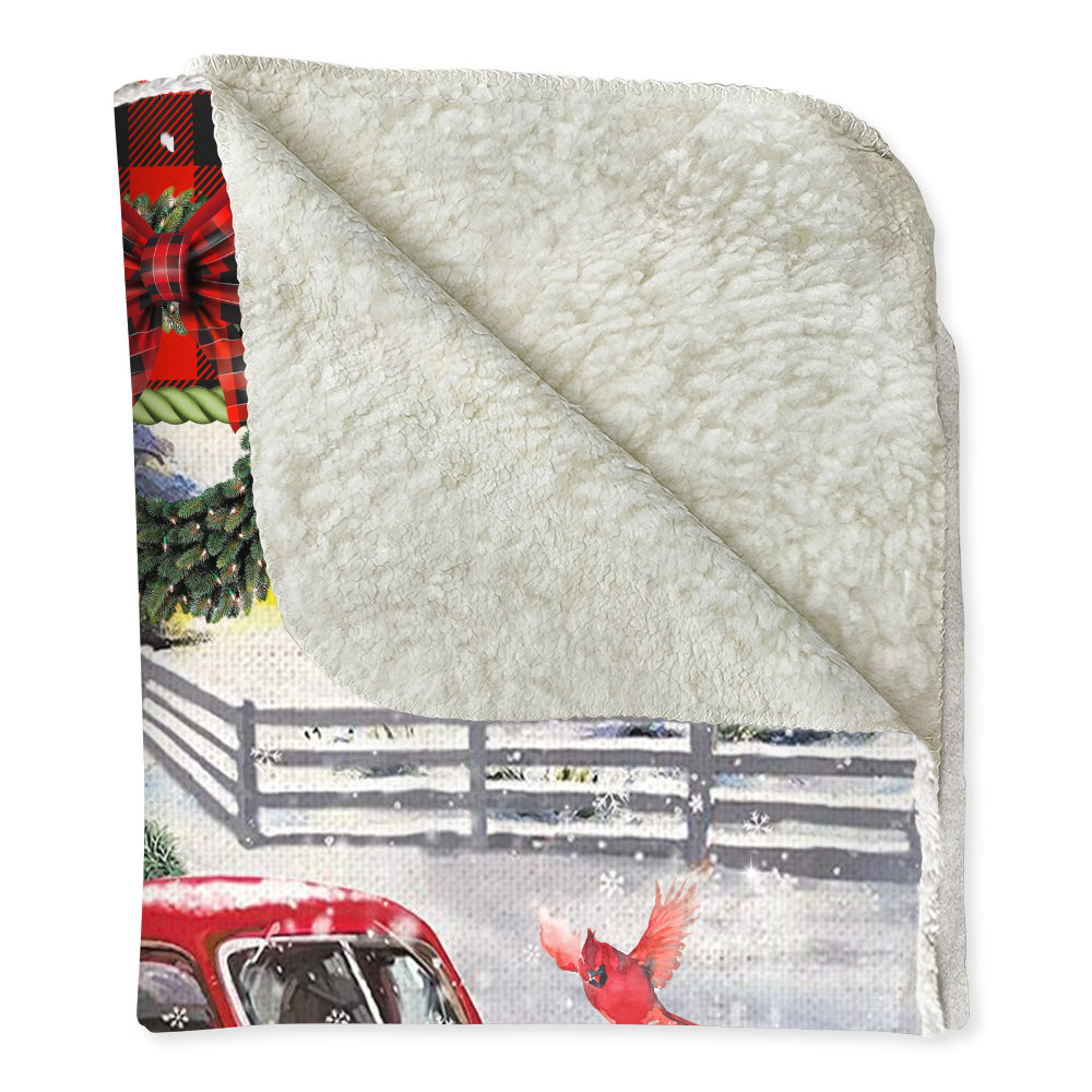 Cardinal Tartan Red Truck Snowy Day Flannel Blanket For Cozy Bedroom Sofa Decor