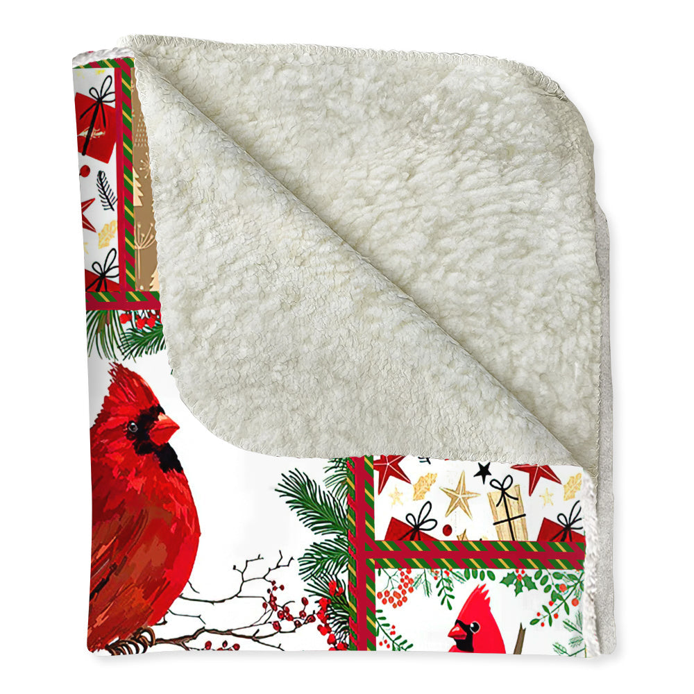 Cardinal Merry And Bright Christmas Vibes Flannel Blanket For Cozy Bedroom Sofa Decor