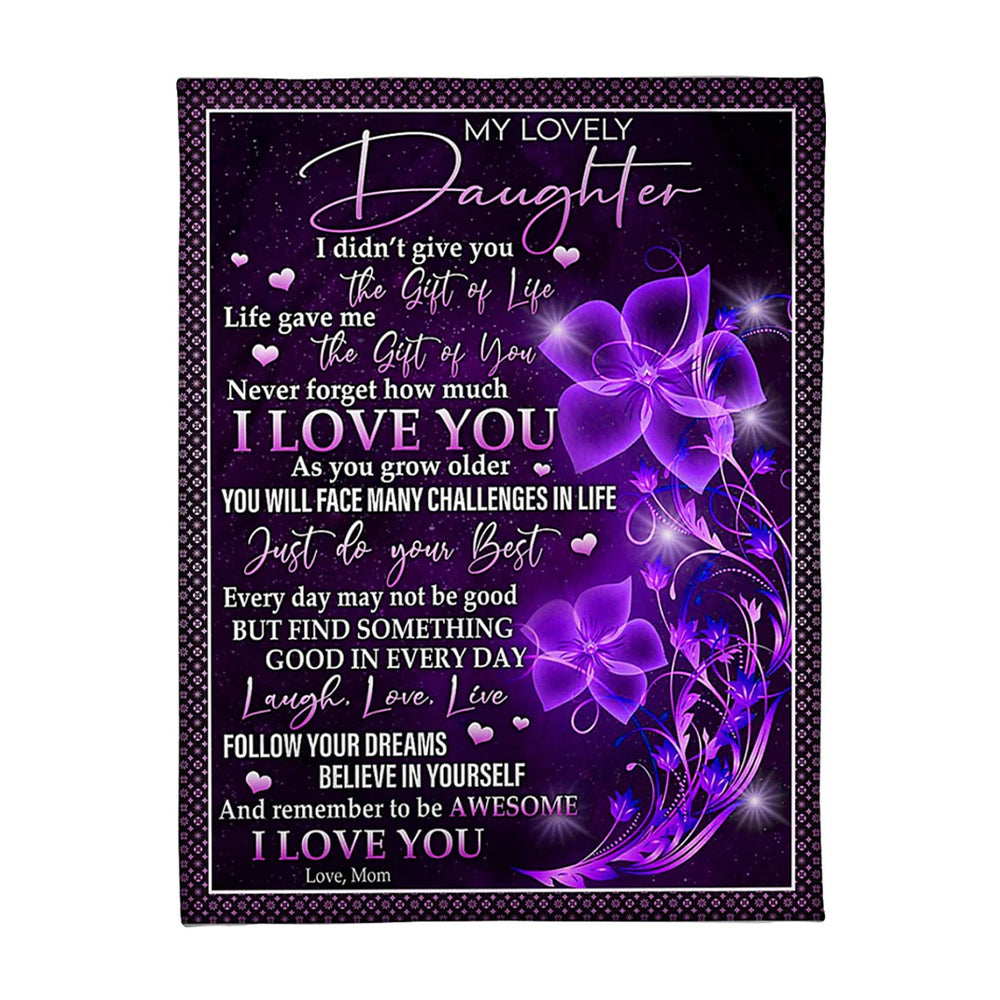 Floral I Love You Daughter Gift Flannel Blanket For Cozy Bedroom Sofa Decor