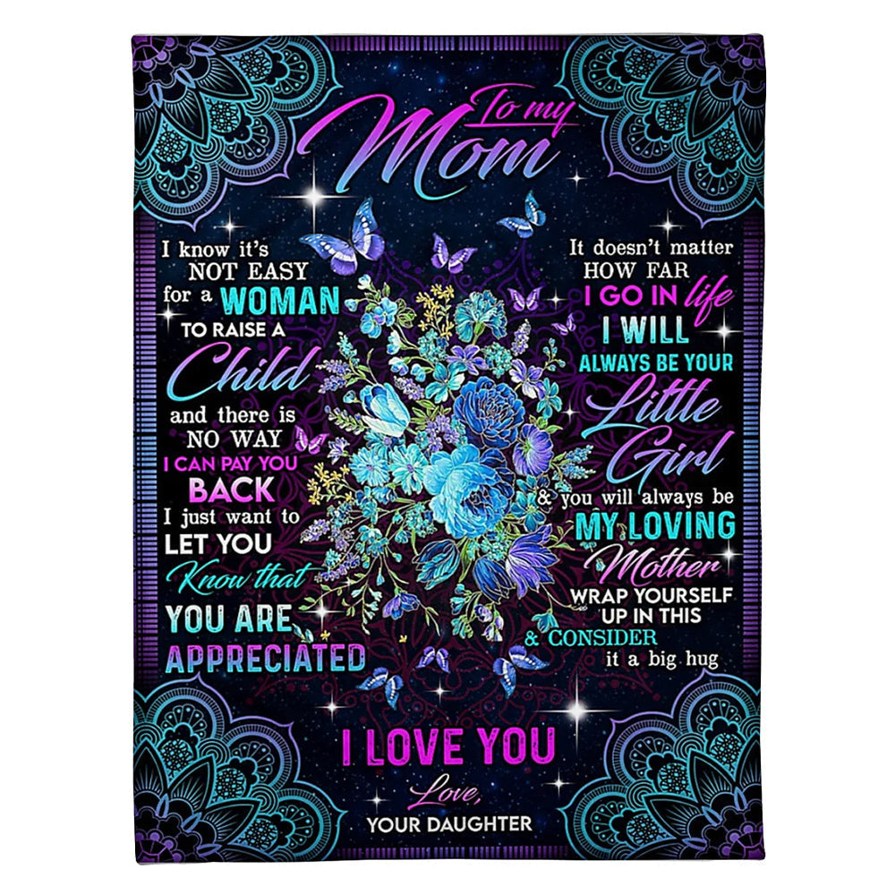 Floral I Love You With All My Heart Mother Flannel Blanket For Cozy Bedroom Sofa Decor