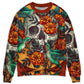 Floral Skull With Hummingbird Sweater For Casual Wear Parties And Thoughtful Gifting