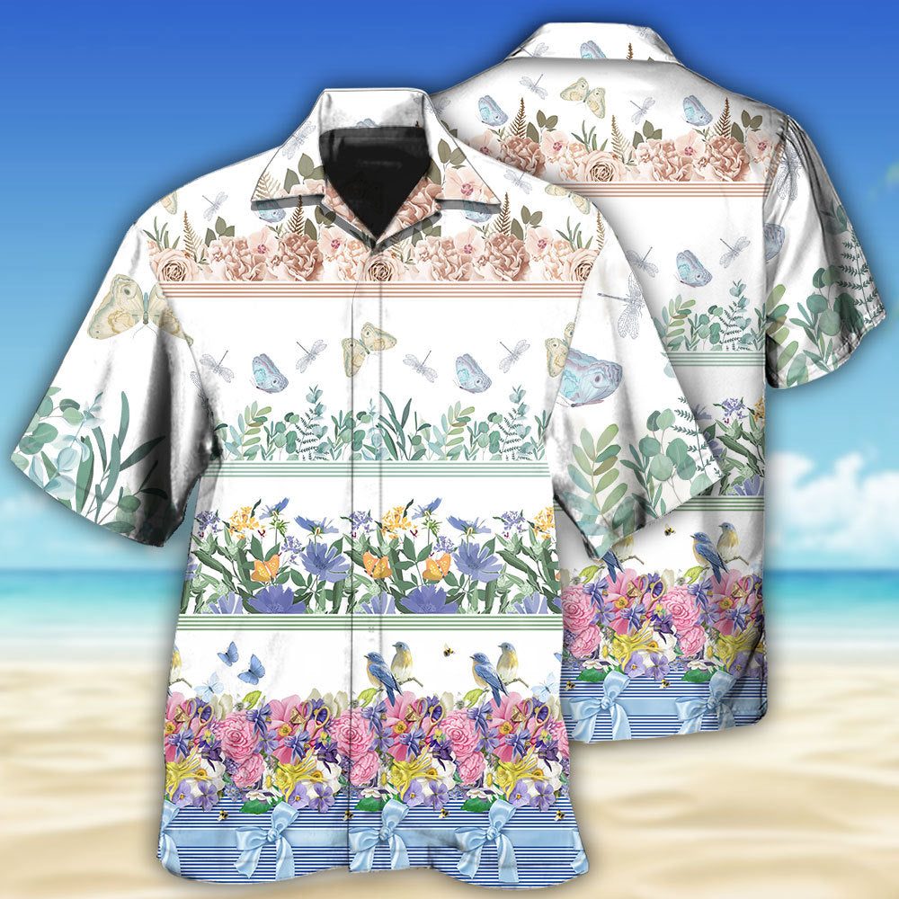 Floral Florist And Tropical Bird Hawaiian Shirt With All Over Print For Warm Weather Adventures Parties And Daily Comfort