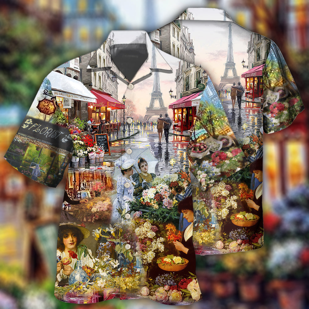 Floral Florist Paris Hawaiian Shirt For Coastal Travel, Casual Events, And Comfortable Summer Wear