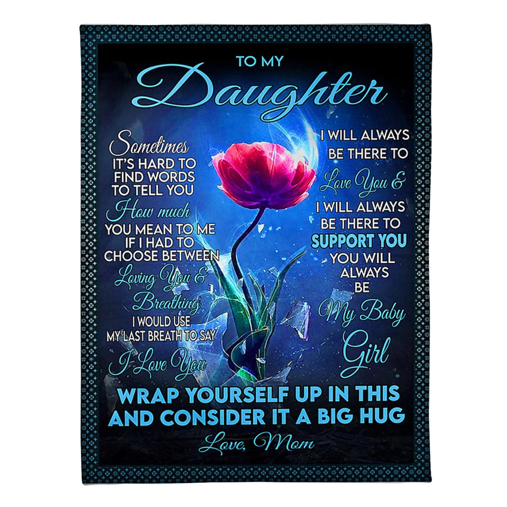 Flower Consider Big Hug Mom To Daughter Flannel Blanket For Cozy Bedroom Sofa Decor