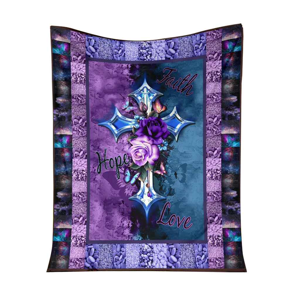 God Flower Faith Hope Love Christian Flannel Blanket For Cozy Bedroom Sofa Decor