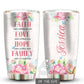 Floral Faith Hope Love Family Personalized 20 Oz Tumbler For Coffee Travel And Daily Drinks