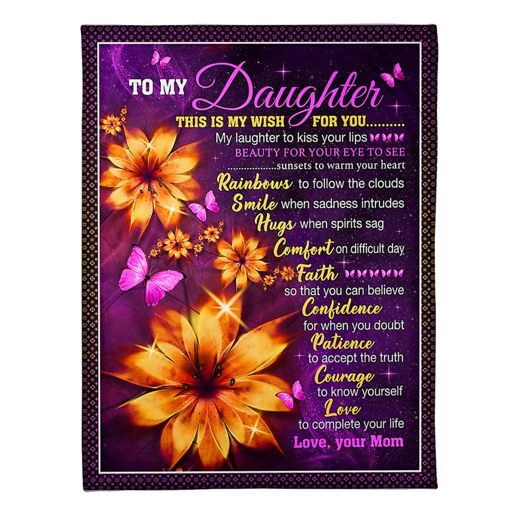 Flower My Wish For You Mom To Daughter Flannel Blanket For Cozy Bedroom Sofa Decor