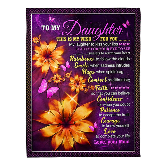 Flower My Wish For You Mom To Daughter Flannel Blanket For Cozy Bedroom Sofa Decor