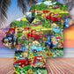 Floral Truck Pickup Field Hawaiian Shirt Design View For Casual Summer Styling
