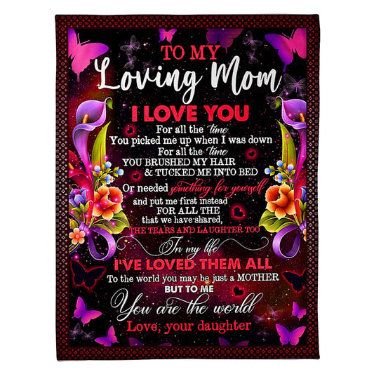 Flower To My Mom I Love You For All The Time Flannel Blanket For Cozy Bedroom Sofa Decor