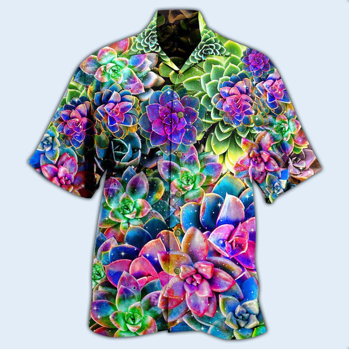 Floral Succulent Plant Hawaiian Shirt With Detailed Graphic For Coastal Trips Outdoor Events And Relaxed Summer Wear