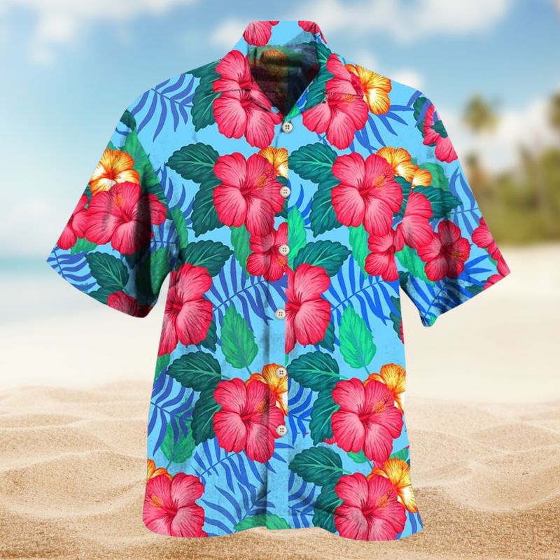 Floral Tropical Hawaiian Shirt For Coastal Travel, Casual Events, And Comfortable Summer Wear