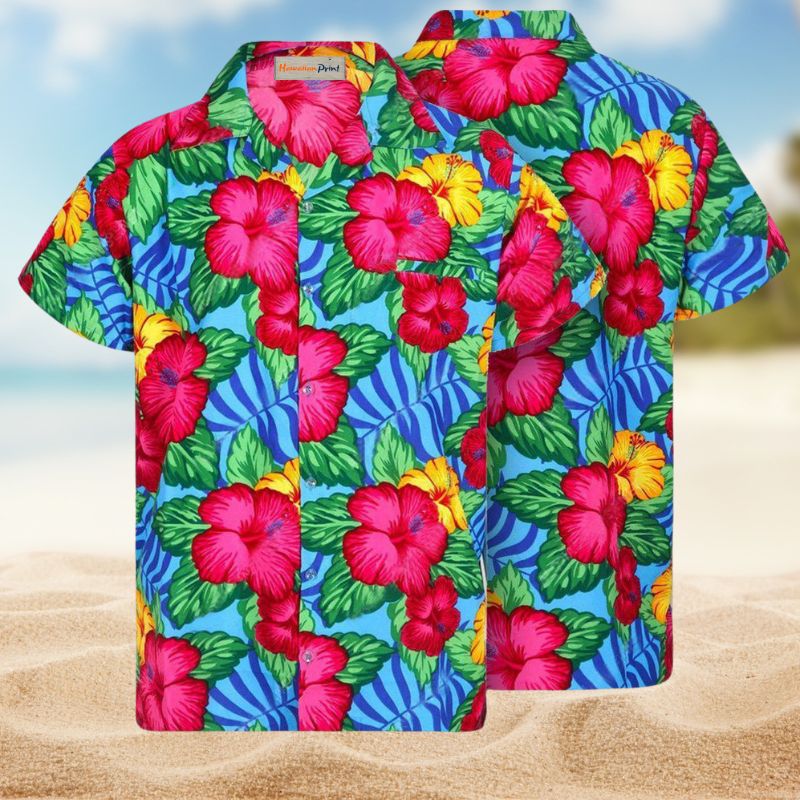Floral Tropical Hawaiian Shirt For Coastal Travel, Casual Events, And Comfortable Summer Wear
