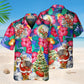 Floral Tropical Santa Hawaiian Shirt For Festive Events, Island Vacations, And Comfortable Casual Outfits