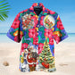 Floral Tropical Santa Hawaiian Shirt For Festive Events, Island Vacations, And Comfortable Casual Outfits