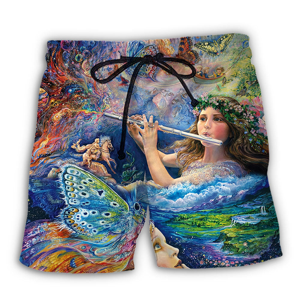 Fantasy Flute Music Beach Shorts For Casual Day Trips And Lightweight Summer Style