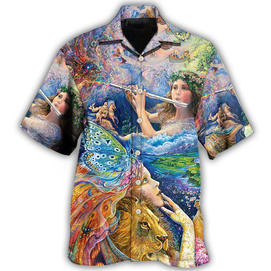 Fantasy Creative Flute Music Hawaiian Shirt For Resort Trips, Coastal Parties, And Warm Weather Style