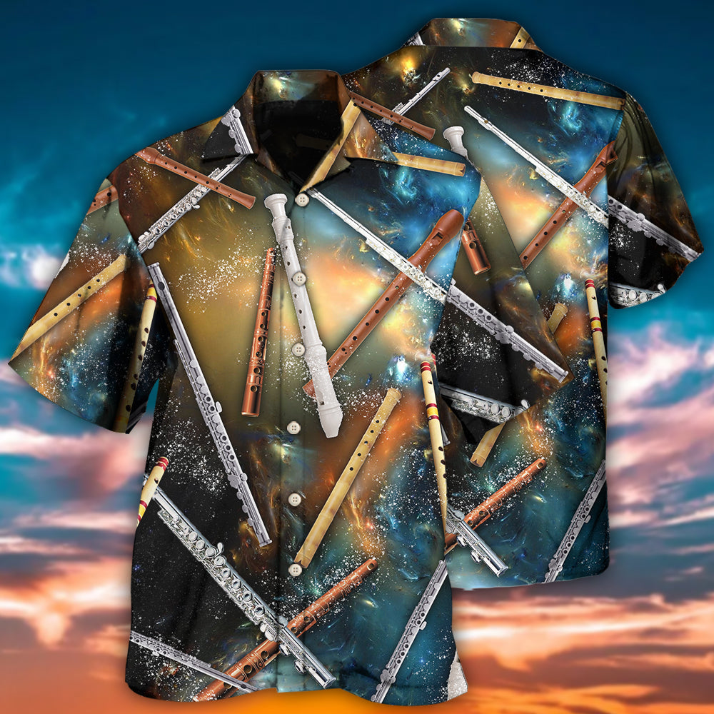 Galaxy Flute Hawaiian Shirt With All Over Print For Island Holidays Summer Parties And Casual Outdoor Wear
