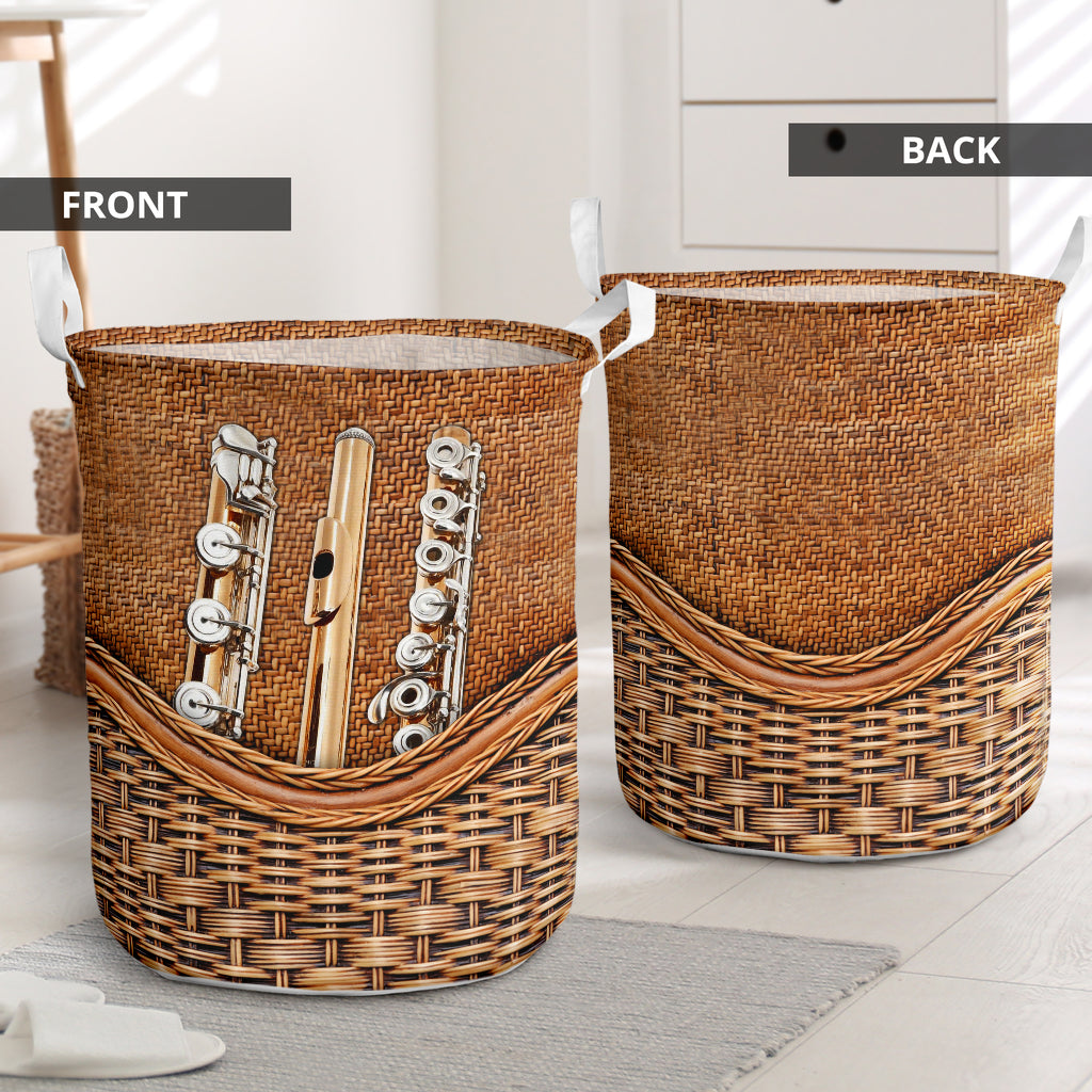 Flute Rattan Texture Laundry Basket For Room Home Organizer