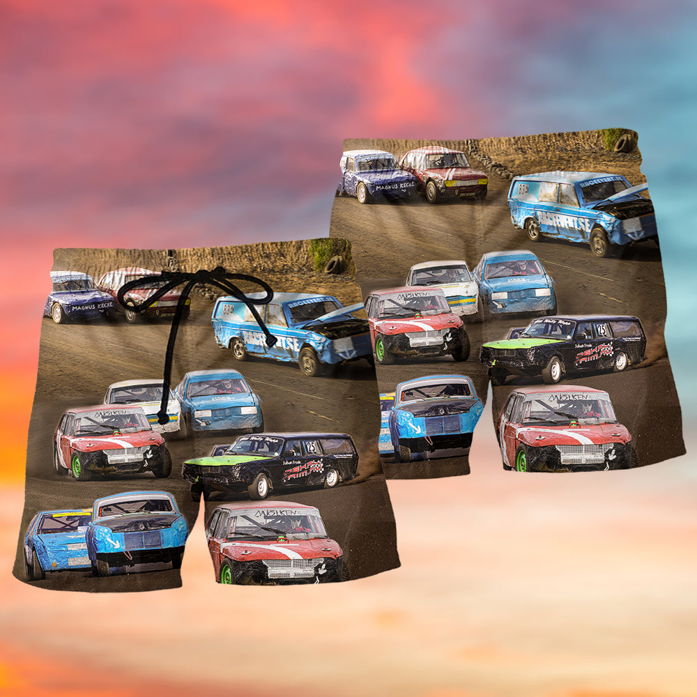 Car Racing Classic Road Beach Shorts For Beach Trips And Relaxed Vacation Styling