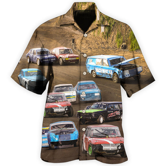Folkrace Motorsport Hawaiian Shirt For Summer Vacation, Beach Travel, And Casual Wear