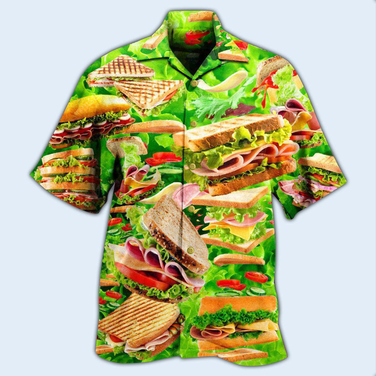 Food Delicious Tasty Sandwich Hawaiian Shirt Design Detail For Sunny Adventures And Casual Wear