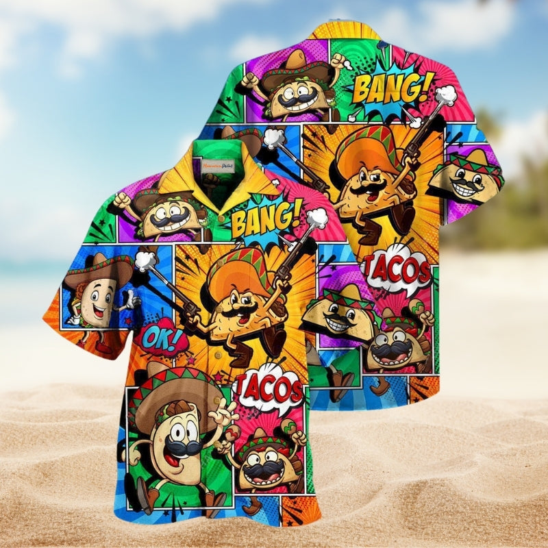 Love And Tacos Hawaiian Shirt For Coastal Adventures Outdoor Gatherings And Casual Warm Weather Wear