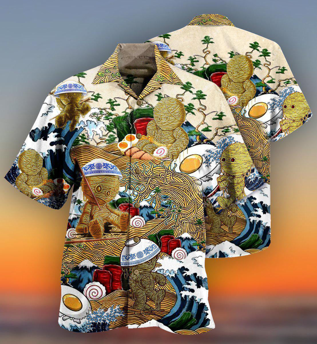 Funny Food Amazing Ramen Hawaiian Shirt Pattern Detail For Vacation Travel And Daily Wear